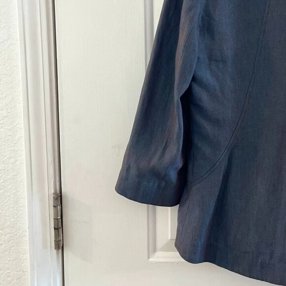 Lafayette 148 Woman's Career Blue Iridescent Metallic Linen Blazer Set Sz 6 - Picture 11 of 16